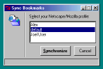 Screen shot of Sync Bookmarks window